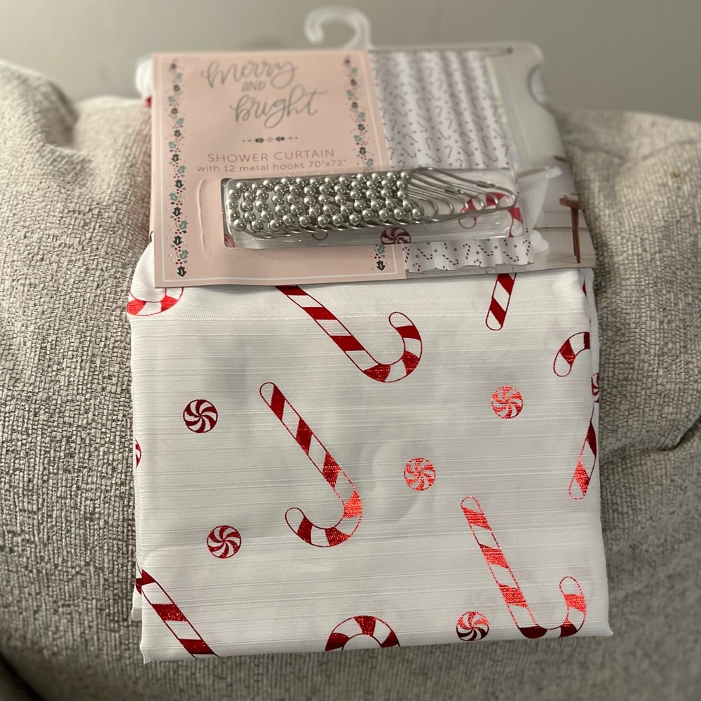 NEW! Candy Cane Christmas Shower Curtain